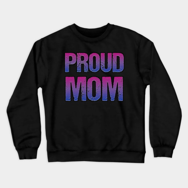 Distressed Bisexual Proud Mom Mothers Day Bi Pride Flag Crewneck Sweatshirt by AmbersDesignsCo